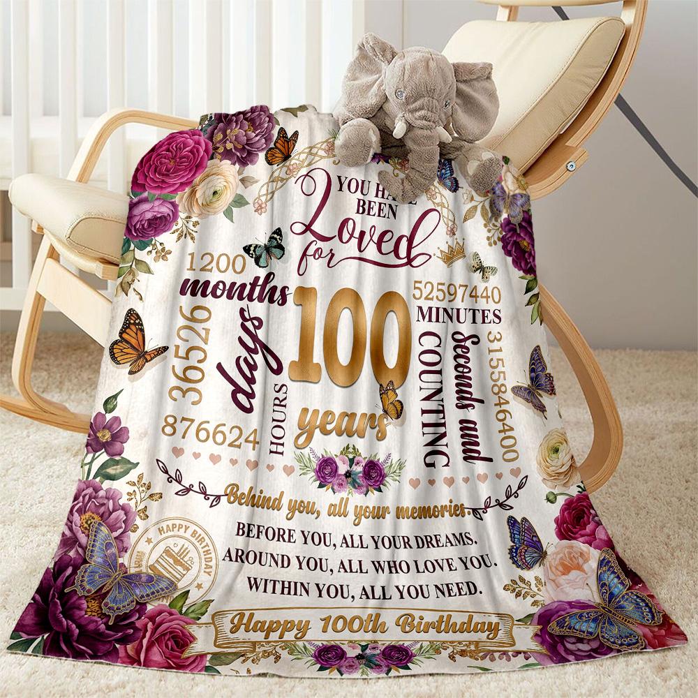 Happy 100th Birthday! Blankets are suitable for living rooms,making them an ideal choice for outdoor travel and gifts.