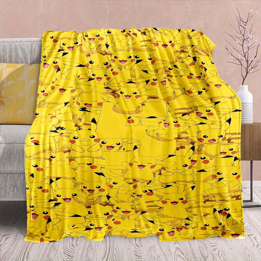 Pokémon Anime Flannel Blanket - Soft Warm Perfect for Sofa, Bedding Camping Travel Office Home Decor -QJY