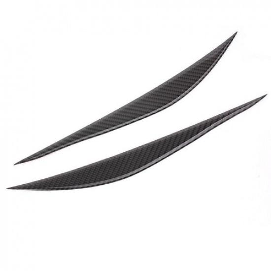 2pcs Real Carbon Fiber Headlight Eyebrow Cover Trim Fit 13-17 BMW 3 Series F30