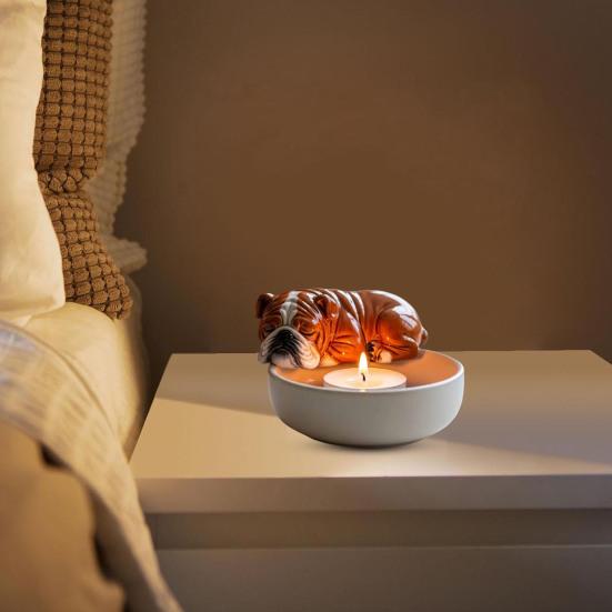 Yousheng Puppy Candle Holder Handmade Animal Tea Light Candle Holder Cartoon Sleeping Dog Tealight Candle Holder for Dog Lovers Gift Home Decor