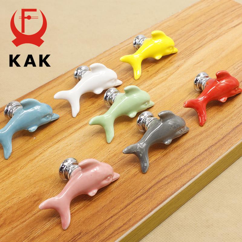 KAK Керамические Ручки-Дельфины для Ящиков 3D Мультяшные Ручки для Шкафов и Комодов Модные Ручки для Детских Шкафов Ручка для Мебели в Комнате Фурнитура