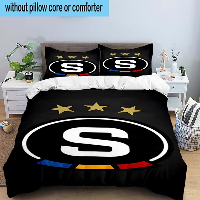 Sparta Prague Football 3PCS Bedding Set 2D Printing (Includes 1 Duvet Cover + 2 Pillowcases Coreless), Bedroom decor,Fan gift