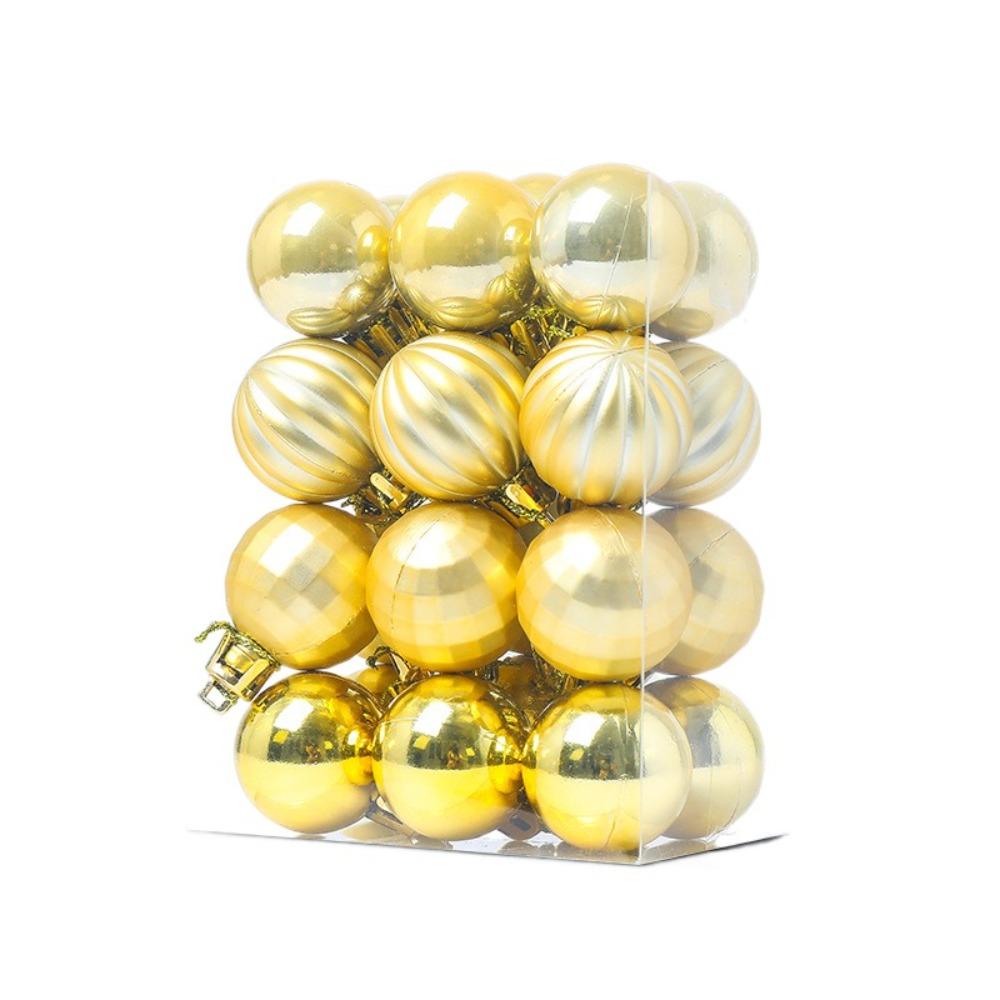 24pcs Crafts 3cm Christmas Ball Set Creative Waterproof Christmas Tree Pendant Delicate Painted Hanging Ornament Room
