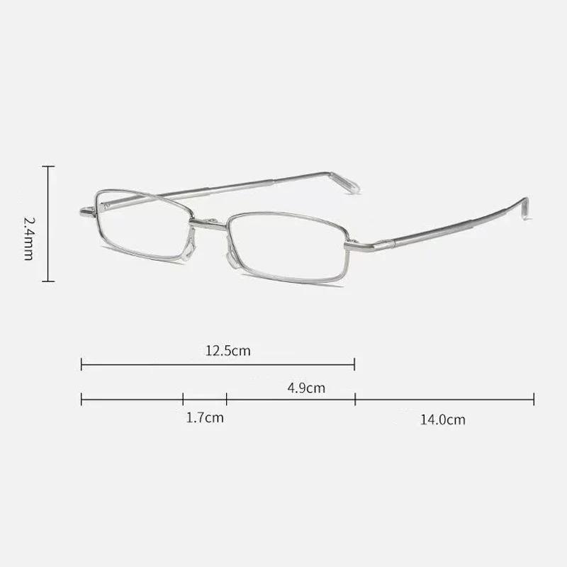 Portable Mini Folding Reading Glasses Women Men Luxury Business Square Presbyopia Eyeglasses Finished Eyewear Diopter with Case