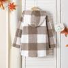 Children's Fashion Plaid Long Sleeved Hooded Plush Warm Jacket