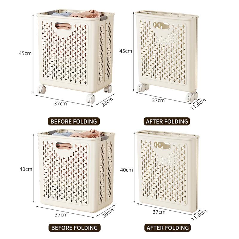 Складные корзины для белья с колесами, корзина для грязного белья, большая вместимость, тележка для ванной комнаты, многофункциональная корзина для хранения