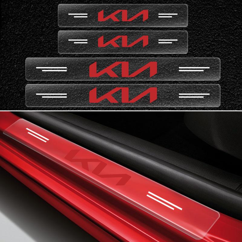 Для KIA K5 K2 Rio Optima Sportage Ceed Soul Stonic Venga Защитная накладка на порог автомобиля Прозрачная декоративная наклейка-значок pzce30