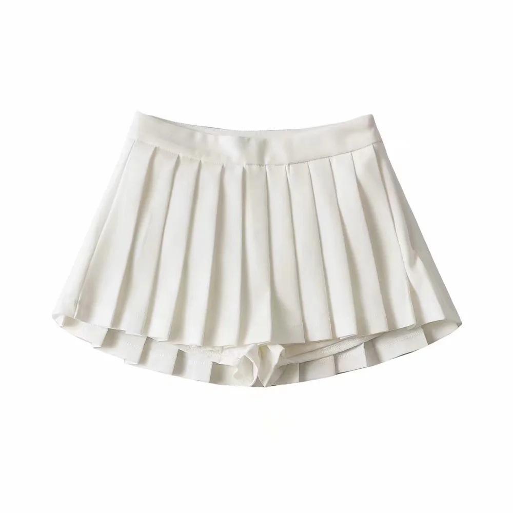 High-Waisted Short Front Long Back Anti-Slip A-Line Pleated Skirt Umbrella Skirt Tennis Skirt