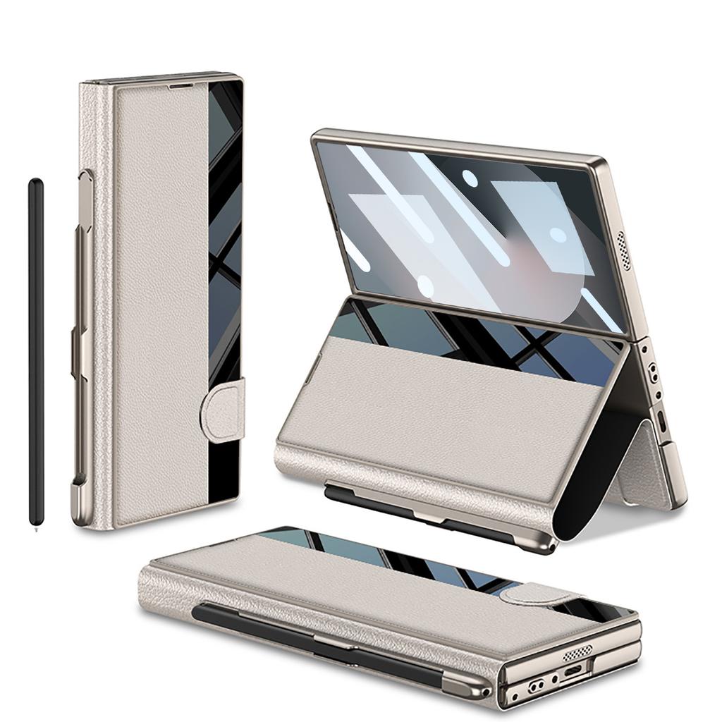 Мобильный телефон Samsung Z Fold6 Кронштейн из хитиновой кожи Складной экран Защита от падений Чехол-книжка Кожаный чехол Пленка Встроенный слот для ручки