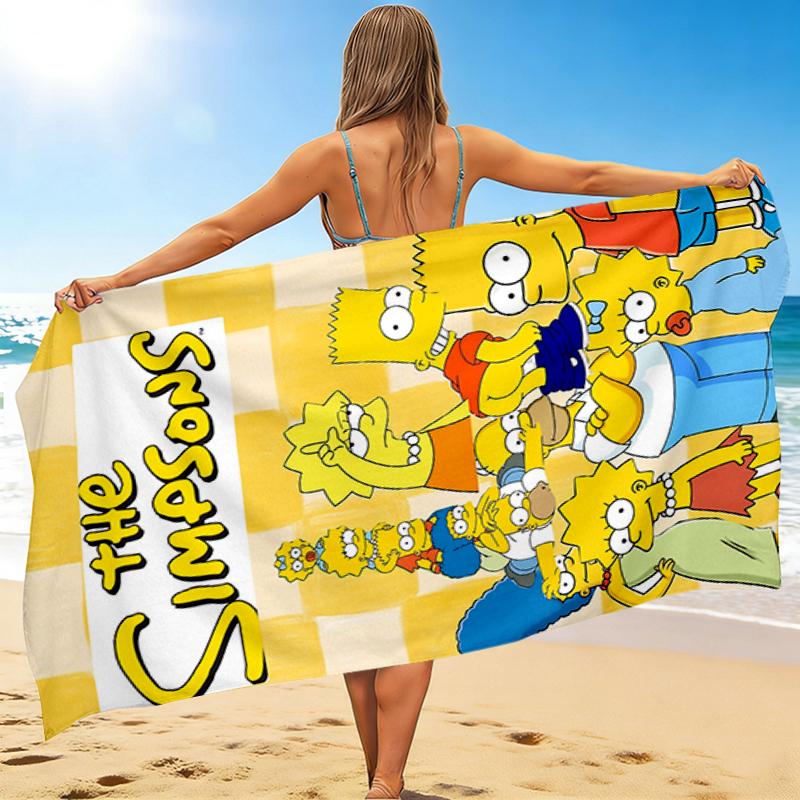 1Pc Simpsons Family Adventure Beach Towel, Quick Dry, Multi-Use for Beach Pool Gym Yoga Home Travel, Christmas, Halloween, Xmas Gift S867