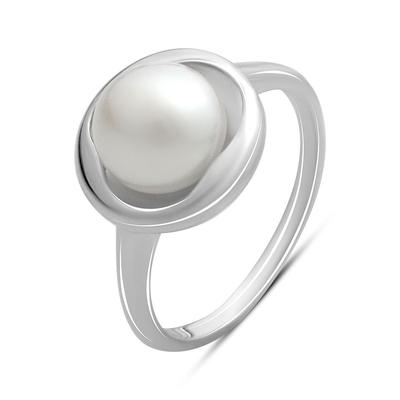 Серебряное кольцо с натуральным жемчугом, вес изделия 4,56 гр (2187233)