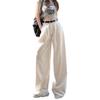 2025 Autumn Women's High-Waisted White Wide-Leg Jeans: Slimming, Loose, Pleated Straight-Leg Fit