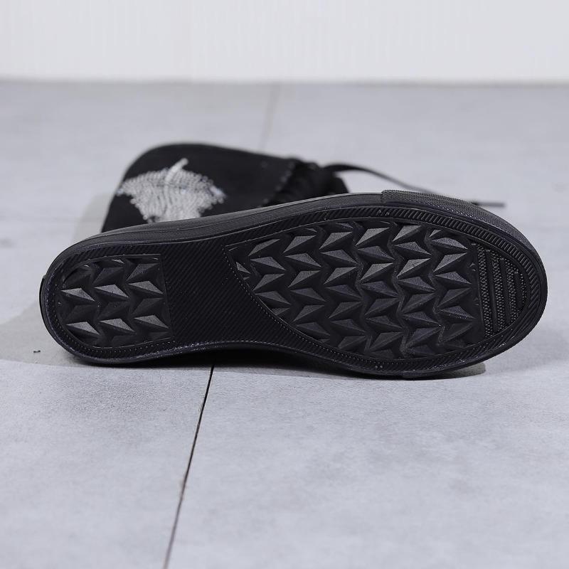 Women's Fashion Flat Canvas Sports Boots with Lace Inside Zipper