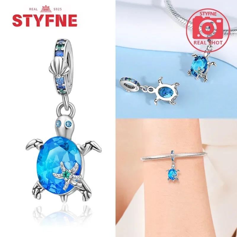 Женский браслет DIY Изысканные ювелирные изделия Подарки Оригинальные шармы Бусины Медь Морская серия Синяя черепаха Морская звезда Ракушка Подвески