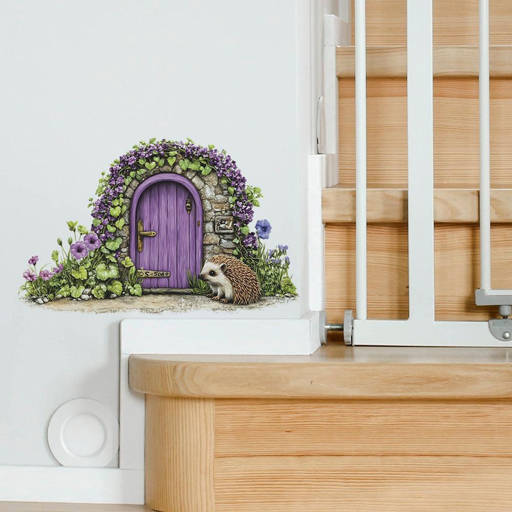 Мультфильм Ежик Фиолетовый Дом Спальня Гостиная Домашний Фон Украшения Украшения Наклейки На Стены