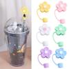 Soft Silicone Straw Covers Dust-Proof Flower Straw Toppers Creative Drinking Dust Cap  for Tumblers