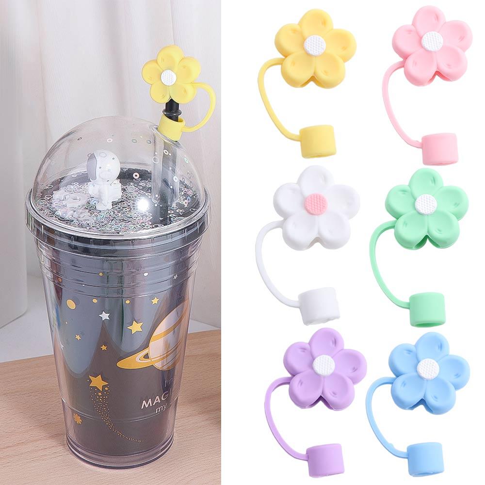 Soft Silicone Straw Covers Dust-Proof Flower Straw Toppers Creative Drinking Dust Cap for Tumblers