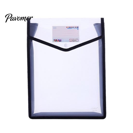 Portable Briefcase Pouch Transparent File Folder, with Snap Closure, Waterproof A4 A5 Document Bag, Student Work Organizer Large Capacity Colorful PP