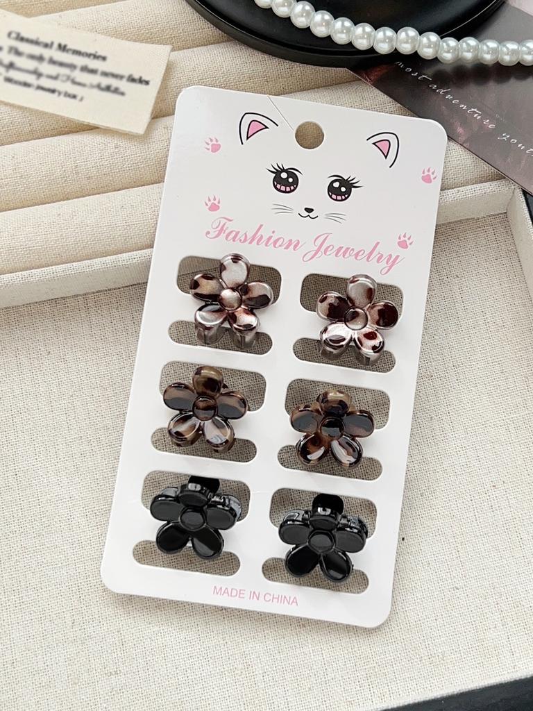 6PCS Tortoise Hair Claw Clips,Non-Slip Small Jaw Clip,Leopard Hair Clamps,Strong Hold Hair Styling Accessories for Women Girls