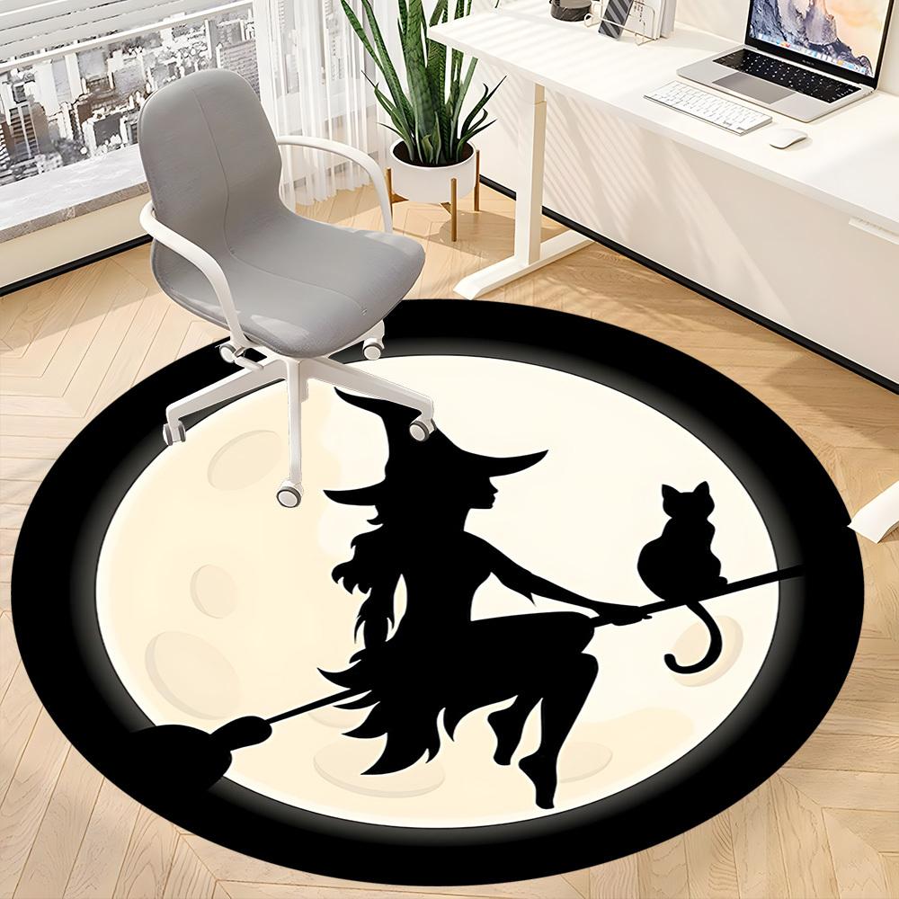 1PC Witch Moon Office Round Area Rug, Mat Suitable For Office, Under Office Chairs Bedroom Living Room Home Decor, Room Deco