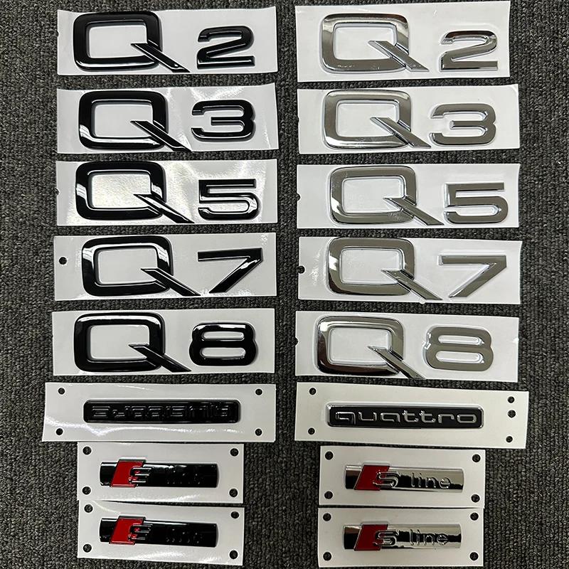 The new ABS letter 3D sticker For WQ Q2 Q3 Q5 Q7 Q8 logo quattro Sline Black Silver general 4Rs34