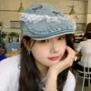 Бабушка Чэнь, ретро-бантик, кружевная джинсовая шляпа, детская, стираная, художественная, универсальная шляпа художника