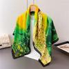 Peacock Beautiful Satin Imitation Silk Printing Large Square Scarf Silk Scarf Shawl Headscarf Neck Protection Scarf