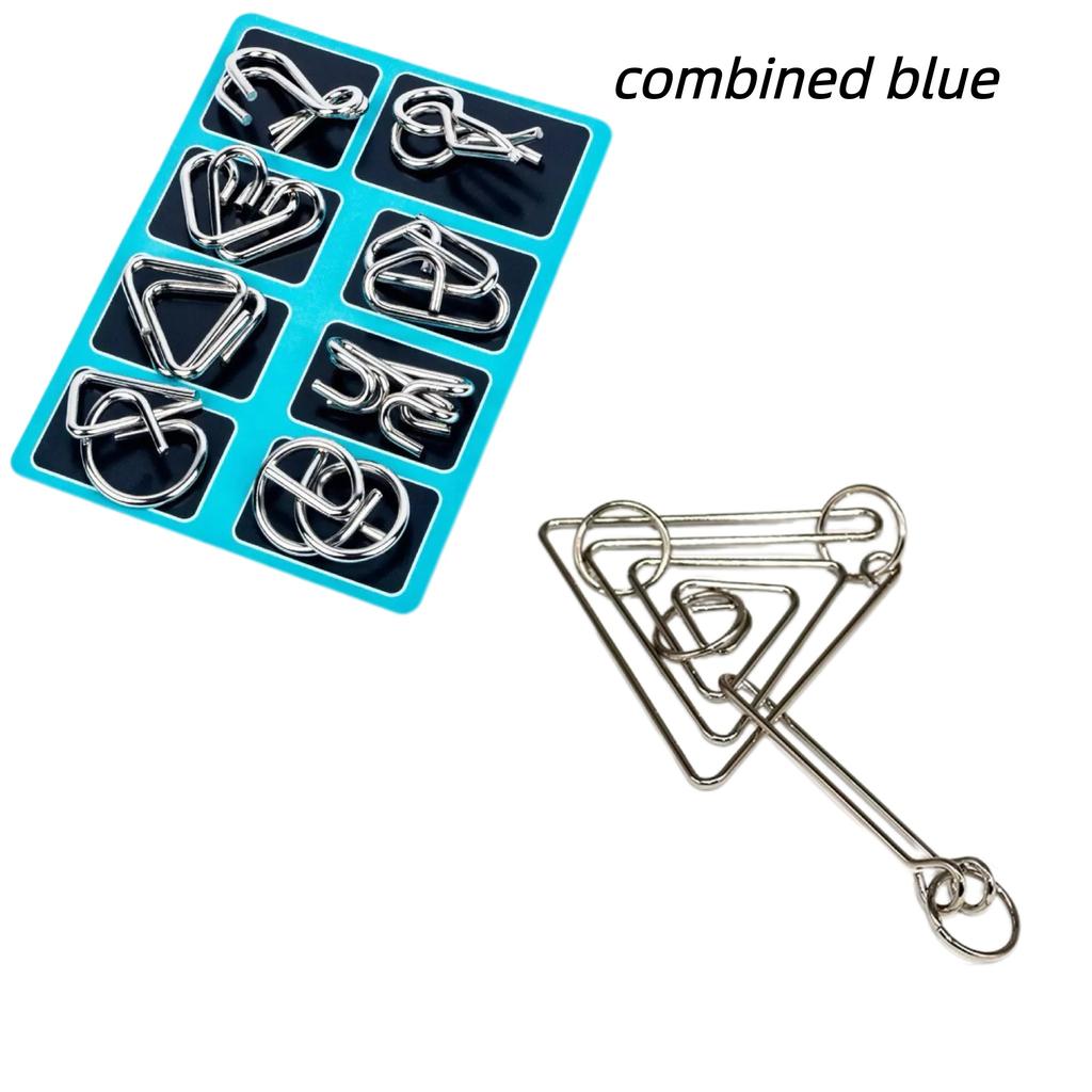8Pcs/Set Metal Montessori Puzzle Wire IQ Mind Brain Teaser Puzzles Adults Interactive Game Reliever Educational Toys