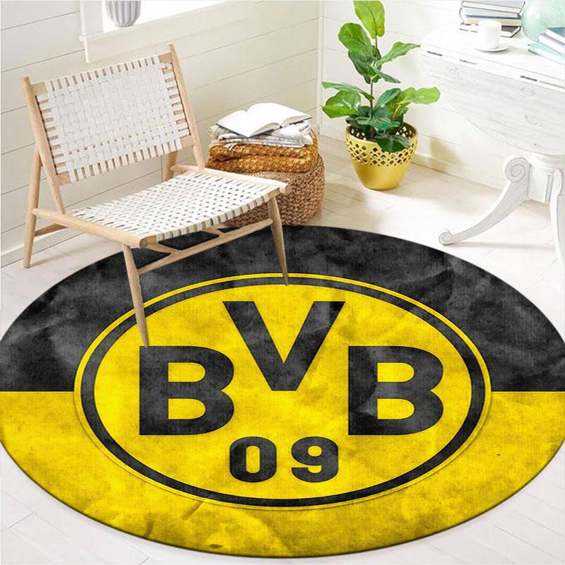 Borussia Round Area Rug,Carpet Rug for Living Room Bedroom Sofa Playroom Decor,Non-slip Floor Mat