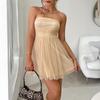Summer Women's Temperament Celebrity Style Short Mesh Evening Dress