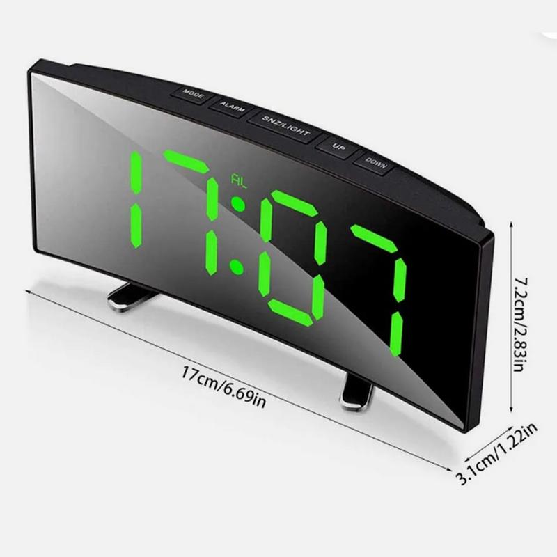 Digital Alarm Clocks For Kids LED Alarm Clock Curved Screen Large Display Alarm Clock For Bedroom Study LED Desktop Clock Silent