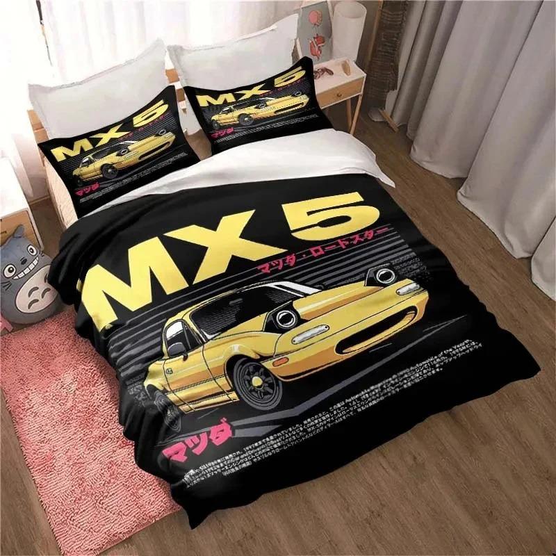 Miata MX-5 NA Racing Cartoon Jdm Car Drift Bedding Set,Duvet Cover Bed Set Quilt Cover,King Queen Twin Size Boys Girls Adults