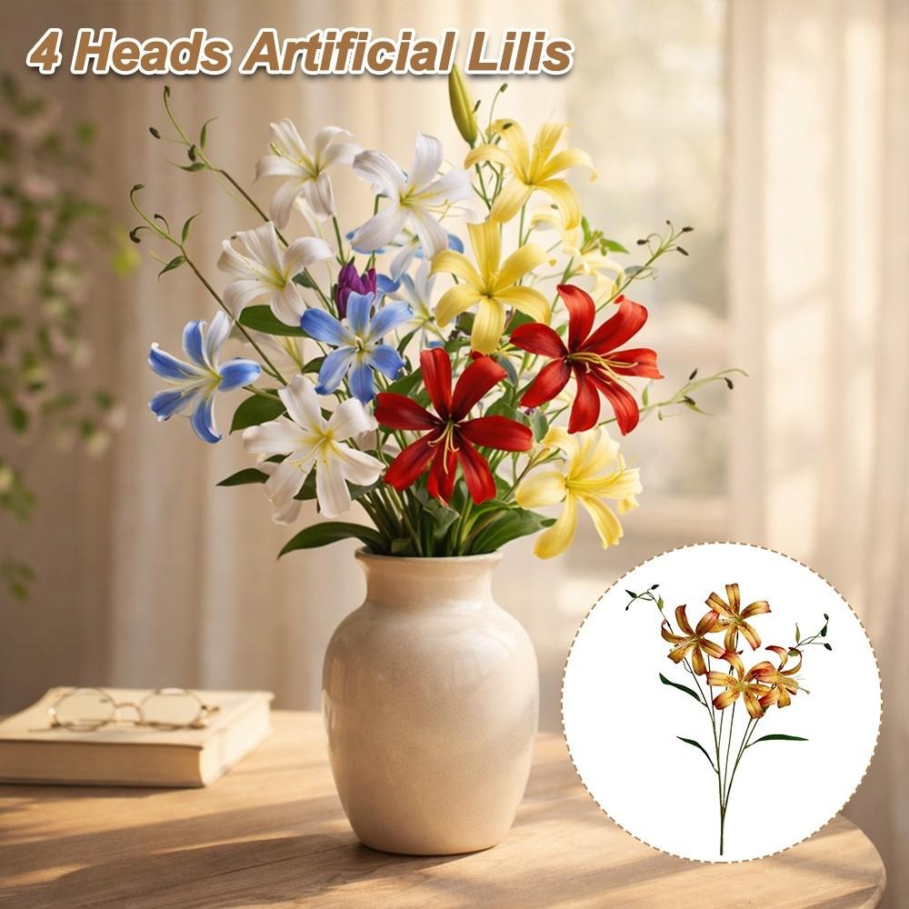 4 Heads Artificial Lilis DIY Flower Flower Bouquet Fashion Wedding Bouquet Home Decoration