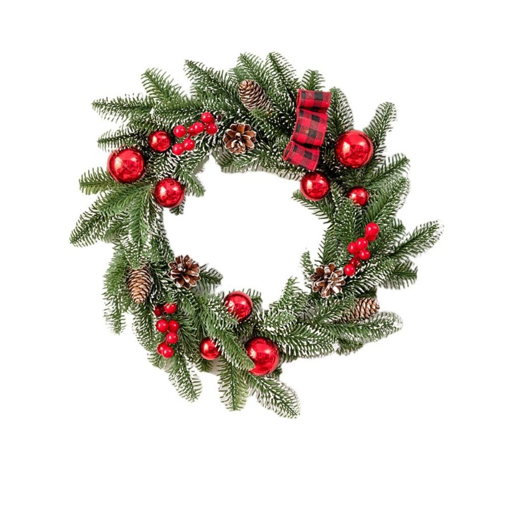 Bowknot Xmas Tree Garland DIY Window Hanging Decor Artificial Christmas Wreath Photographic Prop