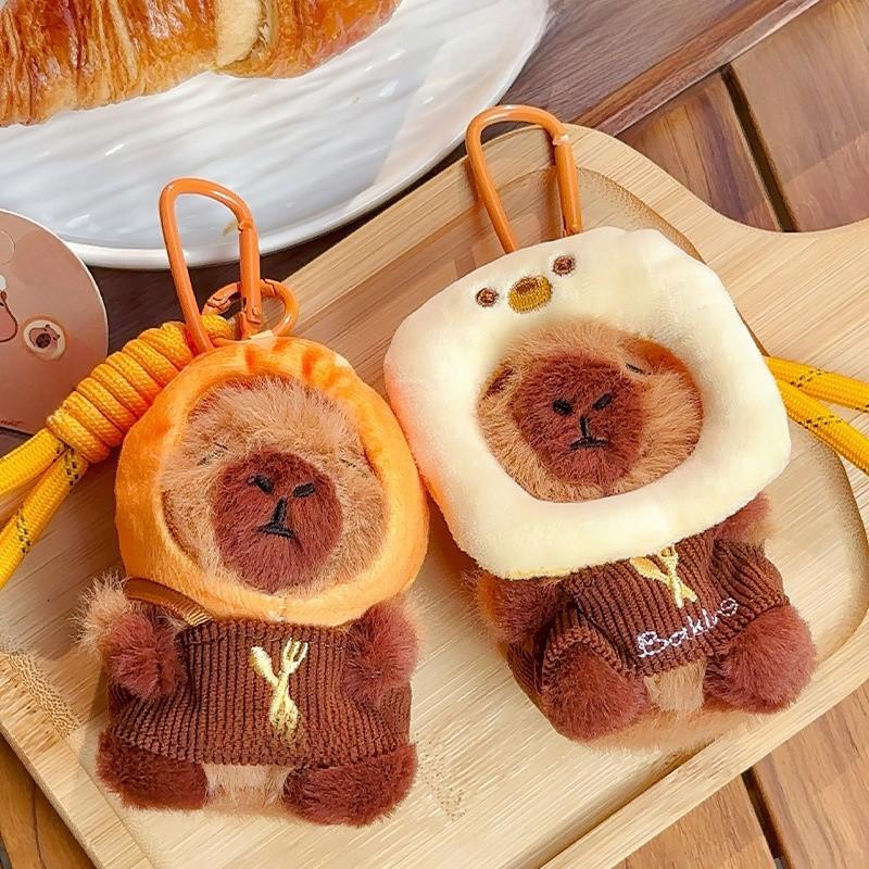Bread Hat Toast Capybara Plush Keychain With Cartoon Pendant Bag Gift Decoration
