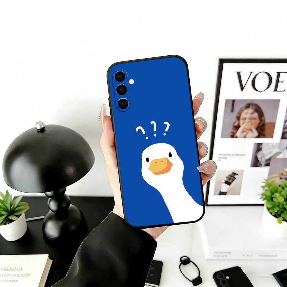 Duck Phone Case Black Silicone Soft For Samsung Galaxy A73,A72,A71,A70,A53,A52,A51