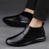 Мода Новое поступление Мужские слипоны Челси Ботинки Натуральная кожа Повседневные ботильоны Удобные Мужские Деловые Боты Зимние Плюшевые Снежные Ботинки