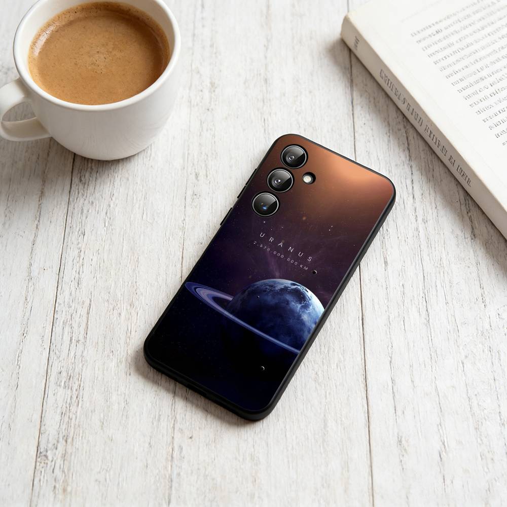 Восемь планет в космосе Чехол для телефона Черный Силикон Мягкий Для Samsung Galaxy A73,A72,A71,A70,A53,A52,A51
