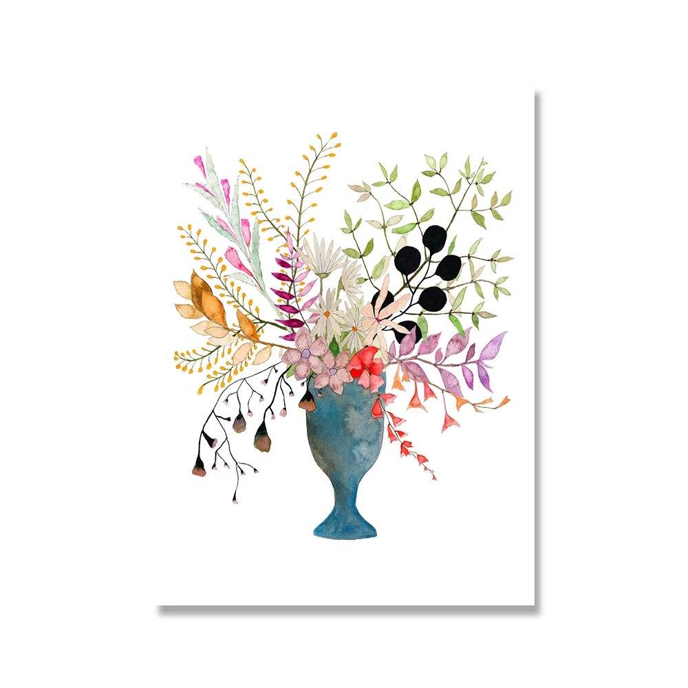 Акварельные полевые цветы, принт, цветочный лист, ботаническая зелень, листья, художественная картина на холсте, зеленые дикие постеры, домашний настенный художественный декор без рамки