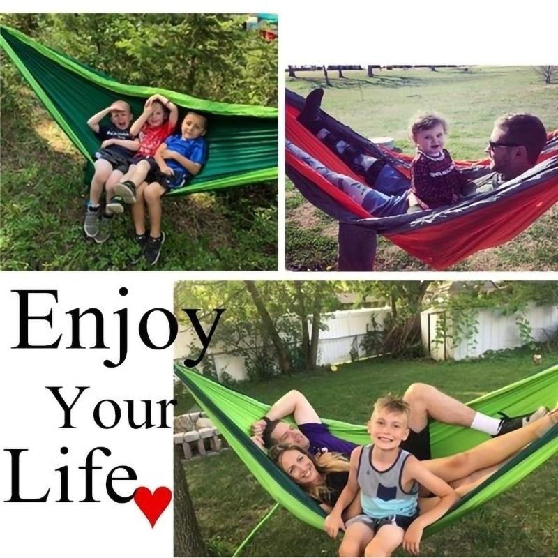 Single Person Portable Outdoor Camping Hammock With Nylon Color Matching High Strength Parachute Fabric Hanging Bed