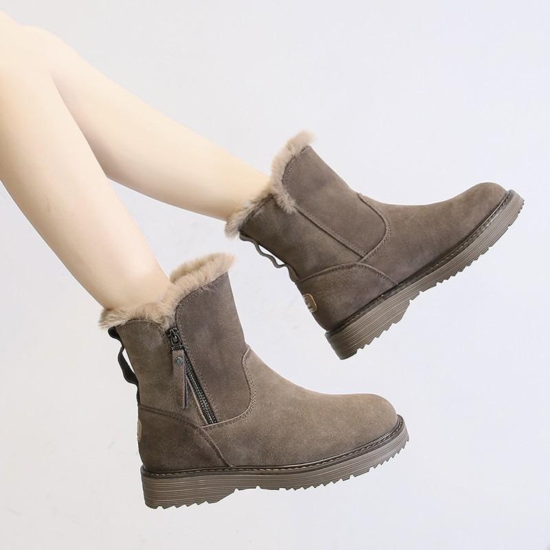 European and American Minimalist Short Boots 2023 Winter New Product Plush Warm Snow Boots Women's Flat Bottomed Short Boots