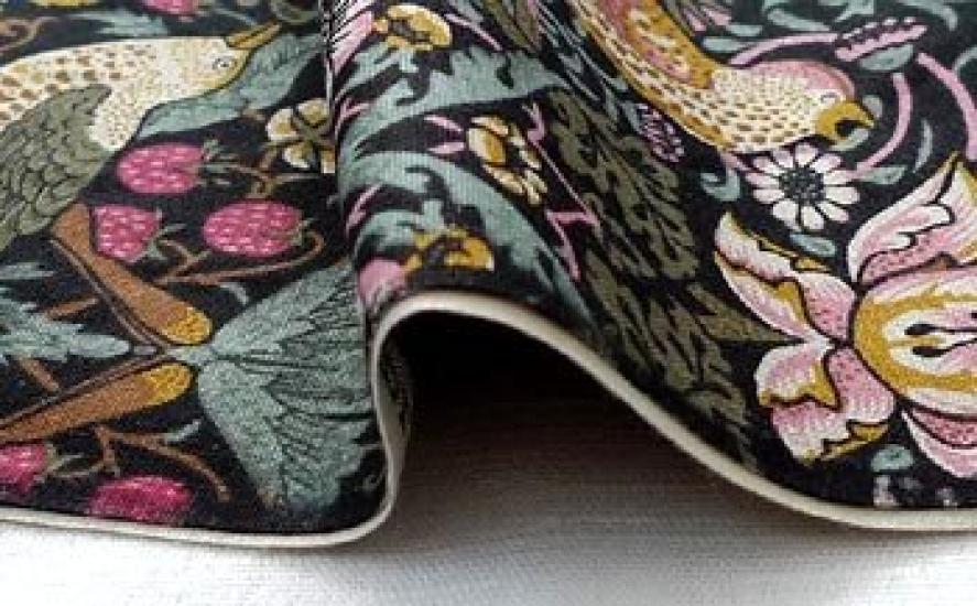 Хлопковый принт Strawberry Thief шириной 110 см x 1 м William Morris Strawberry Thief Дамаск Черный Лучшее из хлопка Принтовая ткань ткань, предварительно нарезанная, 1889M, Моррис,