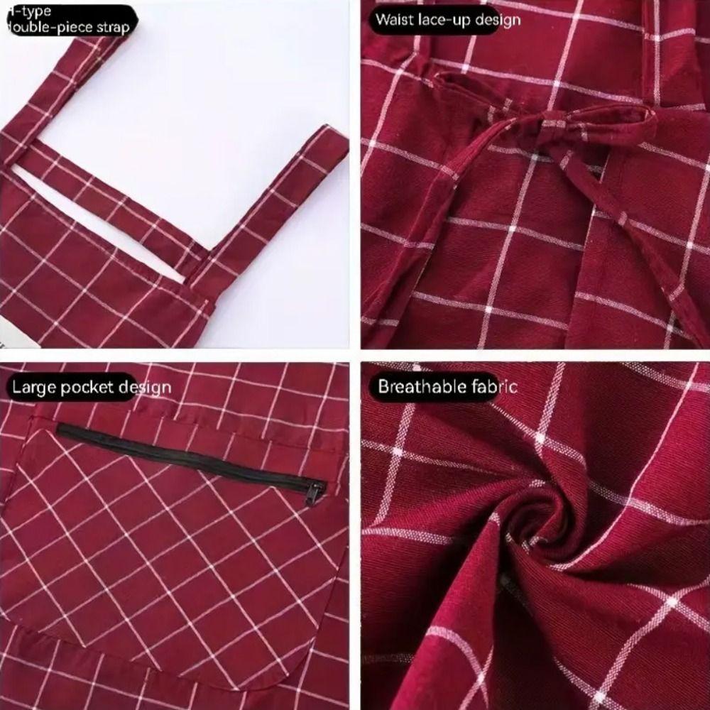 Checkered Cotton Apron Oil-proof Cooking Apron Cooking Accessories Kitchen Apron  Woman/Man