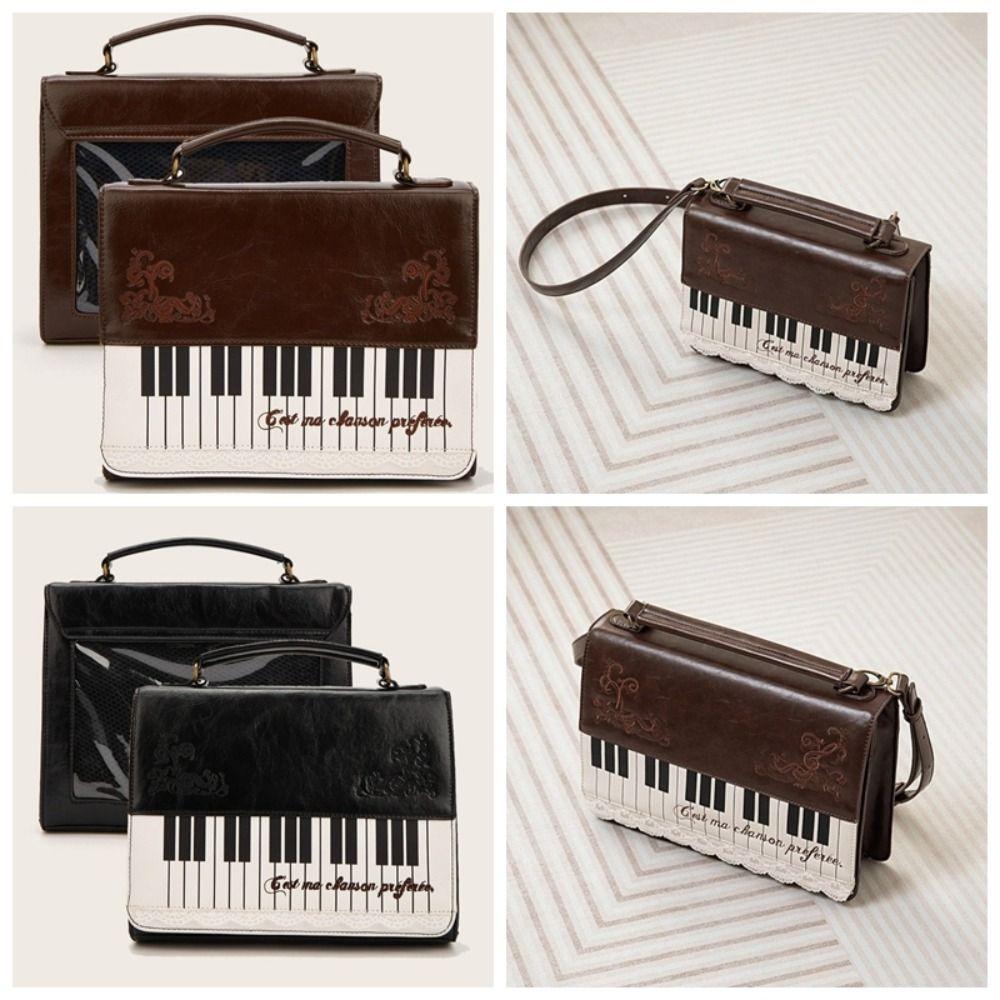 Brown Piano Shoulder Bag Vintage Transparent Ita Backpack Cute Square Crossbody Bag Harajuku Style