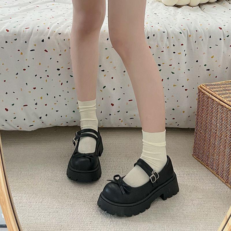 Ретро Повседневная женская обувь на толстом каблуке с круглым носком Туфли-лодочки с закрытым носком Универсальная женская обувь на платформе Оксфорды с бантом Удобные туфли на каблуках