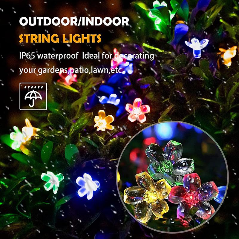 5M/7M Outdoor Courtyard Solar Fairy Lights Cherry Blossoms Solar String Lights Christmas Decorative Lighting Lamp
