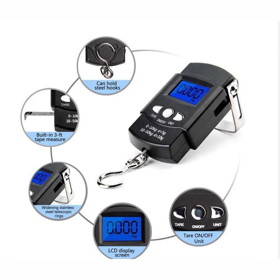 Digital Scales Luggage Scale Load 50kg-10g LCD Mini Protable Pocket Fishing Scale Electronic Hanging Travel Pocket Scale Luggage Scales Weights Tool
