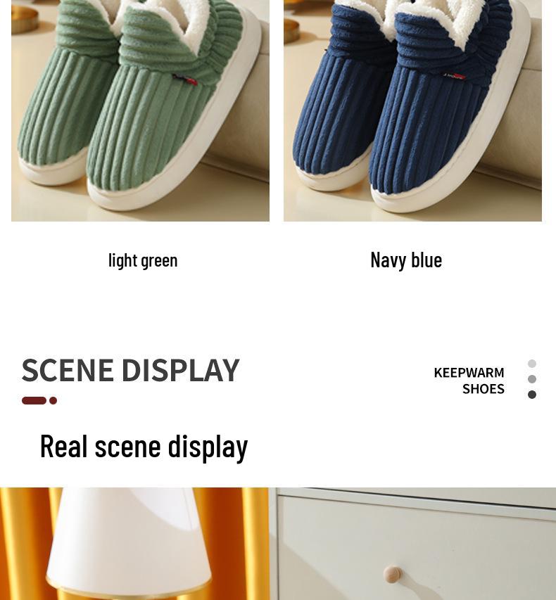 Winter Indoor Velvet-Heeled Cotton Shoes: Unisex Thick Sole for Warmth