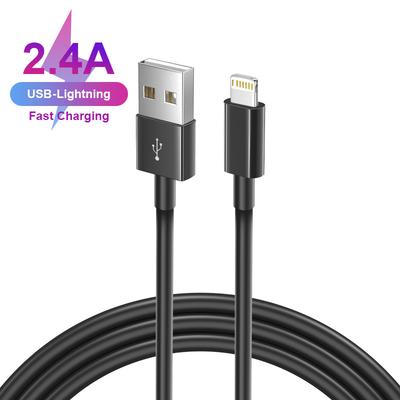 Кабель Lightning Data Cord Сертифицированный MFI Быстрое зарядное устройство Линия Черный Быстрая зарядка для 14 13 12 11 Pro Max X XS Max