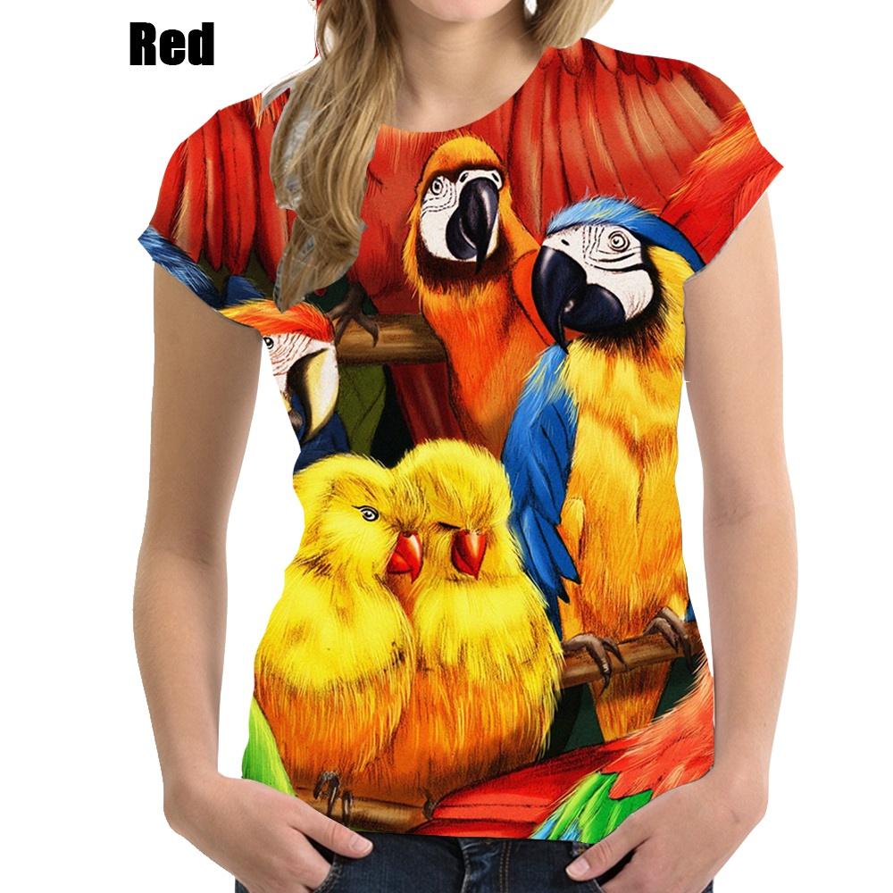 Женская повседневная футболка с забавным попугаем и 3D-принтом, уличная одежда в стиле Харадзюку, футболки с коротким рукавом в стиле хип-хоп, верхняя рубашка